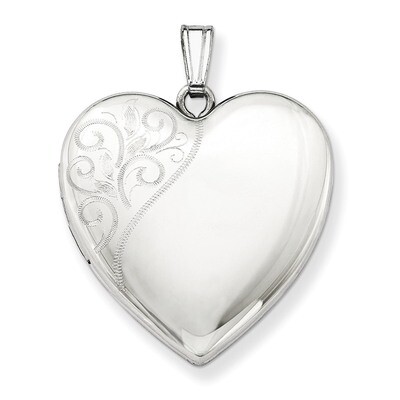 Swirl Heart Locket Sterling Silver 24mm Polished QLS310, MPN: QLS310, 191101277306