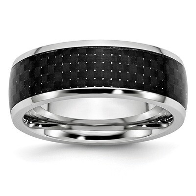 8mm Polished Band Cobalt Black Carbon Fiber Inlay CC59 Engravable, MPN: CC59, 191101335495