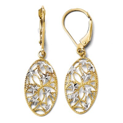 Leslie&#39;s Rhodium Diamond-cut Leverback Dangle Earrings - 10k Gold HB-TB14, MPN: TB14, 883957202686