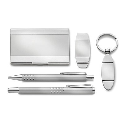 5-piece Desk Set Silver-tone Engravable GM19159, MPN: GM19159,