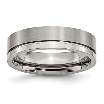 6mm Brushed and Polished Band Titanium Grooved TB60_CH Engravable, MPN: TB60_CH, 883957827575