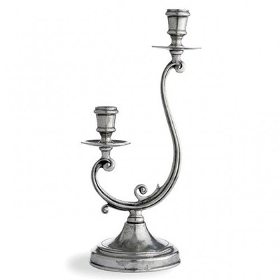Arte Italica Vintage Pewter 2-Arm Candleholder PE936