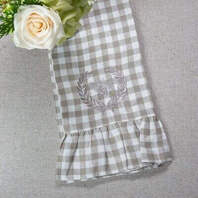 Crown Bumble Bee Checkered Linen Towel Ruffle Set of 4 T909