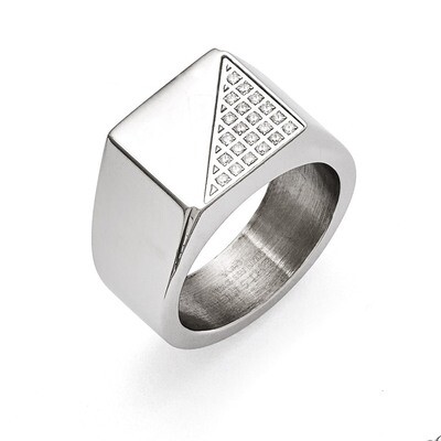 Polished with Crystals Ring - Stainless Steel SR423 by Chisel, MPN: SR423, 191101020551