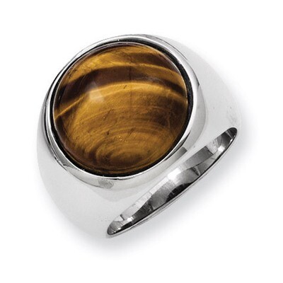 Tiger&#39;s Eye Ring - Stainless Steel SR176 by Chisel, MPN: SR176, 886774192055