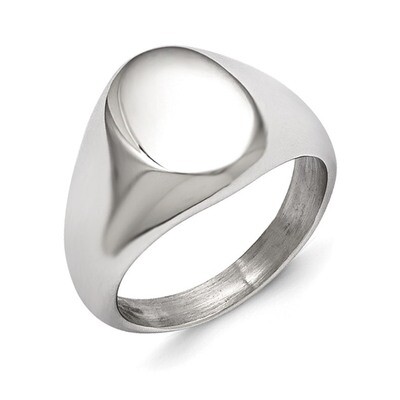 Polished Oval Signet Ring - Stainless Steel SR348 by Chisel, MPN: SR348, 191101194160