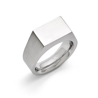 Polished and Brushed Signet Ring - Stainless Steel SR392 by Chisel, MPN: SR392, 191101388750