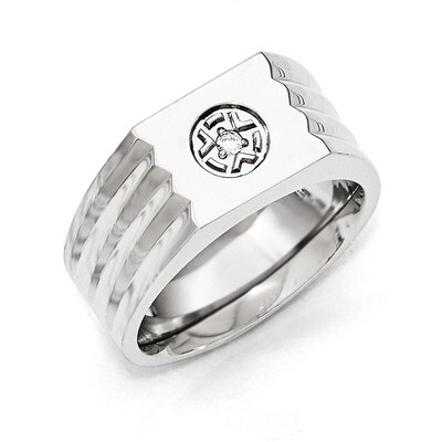 Polished with Synthetic Diamond Ring - Stainless Steel SR454 by Chisel, MPN: SR454, 191101852459