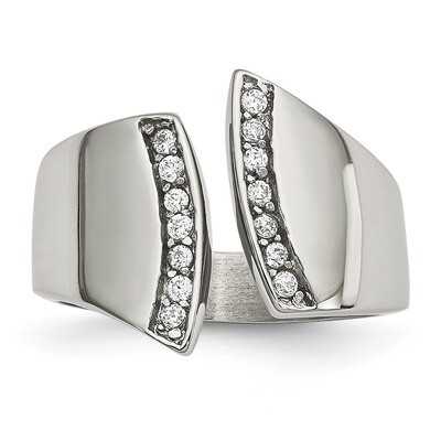 CZ Ring Stainless Steel Polished SR604 by Chisel, MPN: SR604, 191101382017