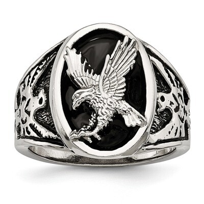 Eagle Ring Stainless Steel Polished Enameled SR595 by Chisel, MPN: SR595, 886774642871
