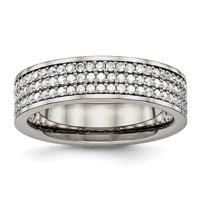 Diamond CZ Ring Titanium Polished TB477 by Chisel, MPN: TB477, 191101852305