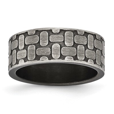 Antiqued Textured Ring Stainless Steel Brushed SR597 by Chisel, MPN: SR597, 886774581453