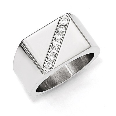 Polished Men&#39;s Synthetic Diamond Ring - Stainless Steel SR459 by Chisel, MPN: SR459, 191101431487