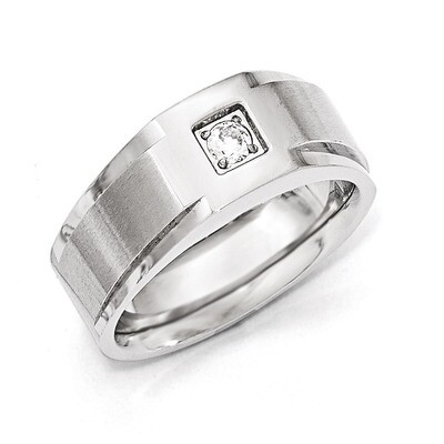 Brushed and Polished with Synthetic Diamond Ring - Stainless Steel SR455 by Chisel, MPN: SR455, 191…