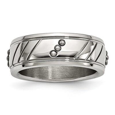 Beaded Grooved Ring Stainless Steel Polished SR594 by Chisel, MPN: SR594, 191101558542