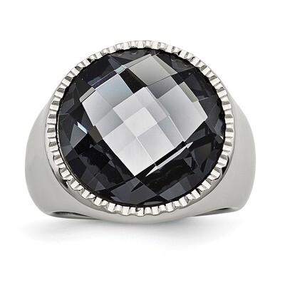 Grey Glass Ring Stainless Steel Polished SR610 by Chisel, MPN: SR610, 191101381713