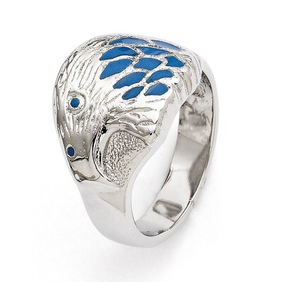 Polished Blue Enamel Eagle Ring - Stainless Steel SR296 by Chisel, MPN: SR296, 886774642673