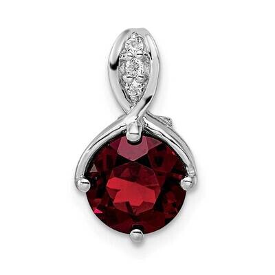 Circle 2.67T.W. Garnet White Topaz Pendant Sterling Silver Rhodium-Plated QP5709GA, MPN: QP5709GA,