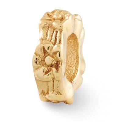 Gold-plated Floral Spacer Bead - Sterling Silver QRS129GP, MPN: QRS129GP, 886774990835