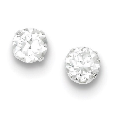 6mm Post Earrings Sterling Silver Diamond QE9107, MPN: QE9107, 883957545332