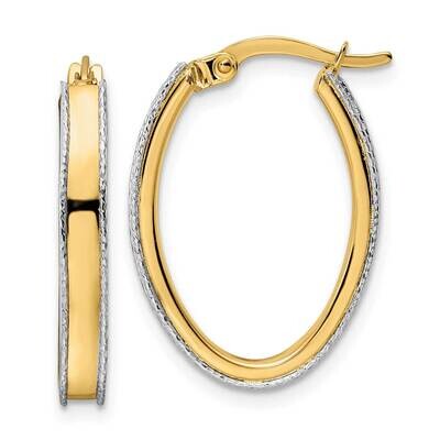 Diamond-Cut Edge 3x17x24mm Oval Hoop Earrings 14k Two-Tone Gold TF2035, MPN: TF2035, 883957987637