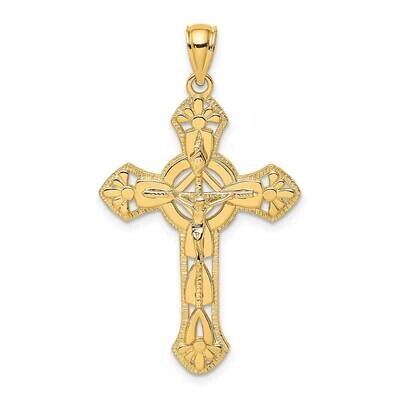 Crucifix with Arrow Charm 14k Gold Textured K8468, MPN: K8468, 637218041725
