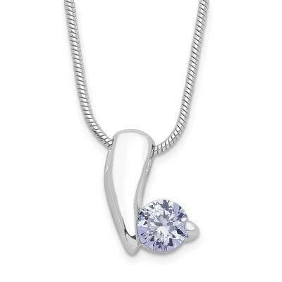 Purple CZ Diamond Necklace 18 Inch Sterling Silver QH648-18, MPN: QH648-18, 883957763866