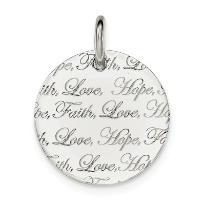Love Hope Faith&#39; Engraved Pendant Sterling Silver Polished QC8448, MPN: QC8448, 191101360435