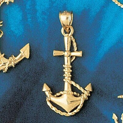Dazzlers Jewelry Ship Anchor Pendant Necklace Charm Bracelet in Yellow, White or Rose Gold 1104, MP…