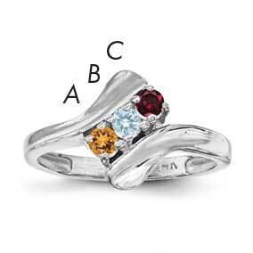 Synthetic 3 Stone Mother&#39;s Ring Sterling Silver Rhodium-plated XMR13/3SS-5, MPN: XMR13/3SS-5, 88395…