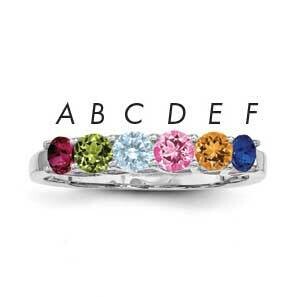 Synthetic 6 Stone Mother&#39;s Ring Sterling Silver Rhodium-plated XMR83/6SS-5, MPN: XMR83/6SS-5, 88395…
