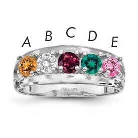 Synthetic 5 Stone Mother&#39;s Ring Sterling Silver Rhodium-plated XMR7/5SS-5, MPN: XMR7_5W--6, 8839578…