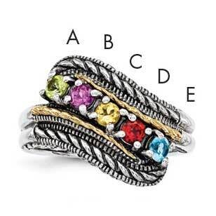 Five-Stone Mother&#39;s Ring Mounting Sterling Silver &amp; 14k Gold QMR13/5-5, MPN: QMR13_5--6, 8867740761…