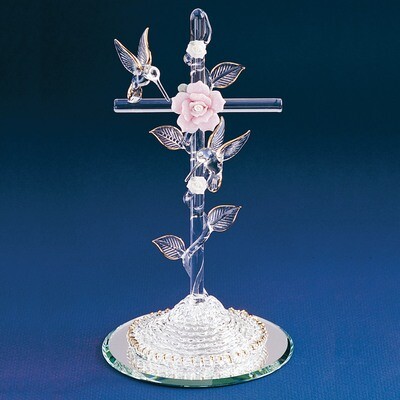 Cross with Hummingbird Glass Figurine GL888, MPN: GL888, 708873003233