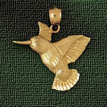 Dazzlers Jewelry Hummingbird Pendant Necklace Charm Bracelet in Yellow, White or Rose Gold 3032, MP…