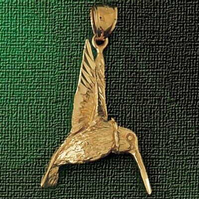 Dazzlers Jewelry Hummingbird Pendant Necklace Charm Bracelet in Yellow, White or Rose Gold 3025, MP…
