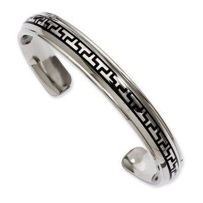 Black Rubber Design Cuff Bangle - Titanium TBB146 by Chisel, MPN: TBB146, 883957468693
