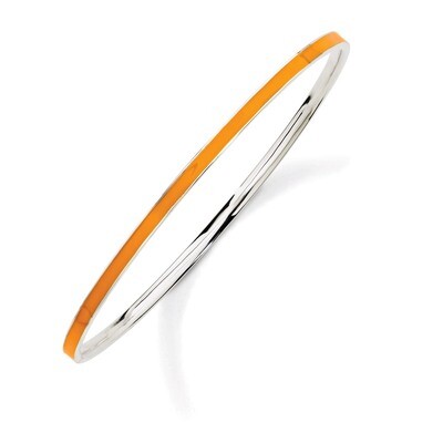 Orange Enamel Bangle - Sterling Silver QSK1012, MPN: QSK1012, 886774647760