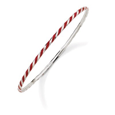 Twisted Red Enamel Bangle - Sterling Silver QSK1017, MPN: QSK1017, 886774647548