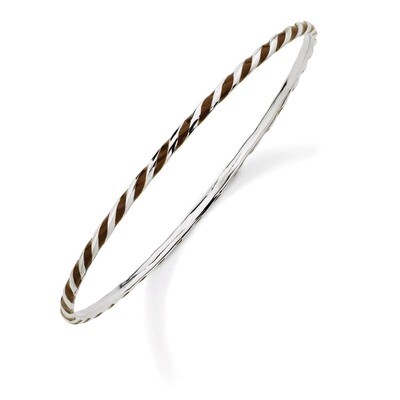 Twisted Brown Enamel Bangle - Sterling Silver QSK1021, MPN: QSK1021, 886774647586