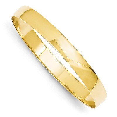 8mm Solid Polished Half-Round Slip-On Bangle 14k Gold DB309, MPN: DB309, 886774094540