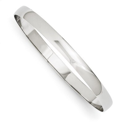 6mm Solid Polished Half-Round Slip-On Bangle 14k White Gold DB314, MPN: DB314, 886774094595