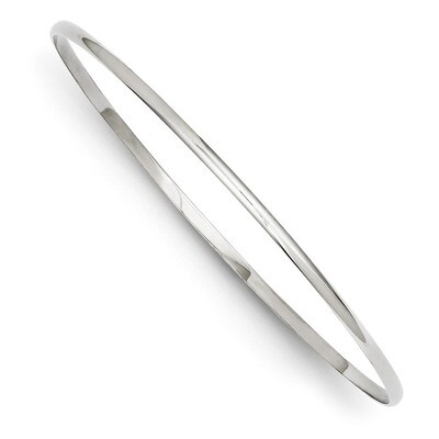 2mm Solid Polished Half-Round Slip-On Bangle 14k White Gold DB316, MPN: DB316, 886774094618