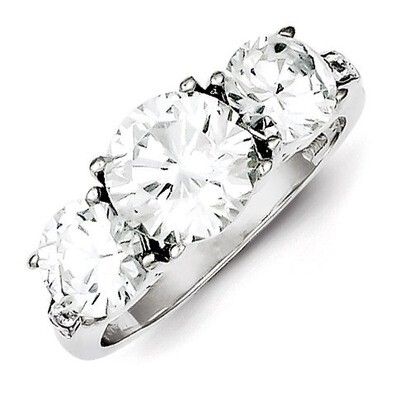 3 Stone Diamond Ring Sterling Silver QR2060, MPN: QR2060, 883957186696