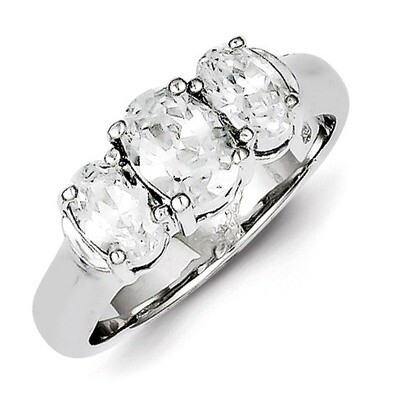 3 Stone Diamond Ring Sterling Silver QR2063, MPN: QR2063, 883957186740