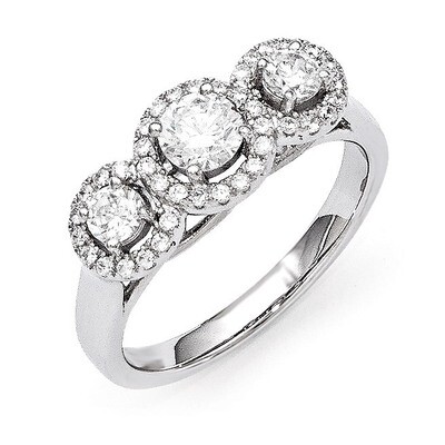 3 Stone Ring Sterling Silver &amp; Cubic Zirconia QMP754, MPN: QMP754, 883957490380