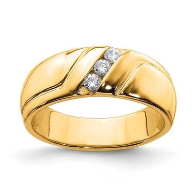 Diamond 3-Stone Mens Ring 14k Gold RM5802-016-YA, MPN: RM5802-016-YA, 883957979083