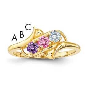 3-Stone Mothers Ring Mounting 14k Polished Gold XMR14/3-7, MPN: XMR14_3--6, 883957151915