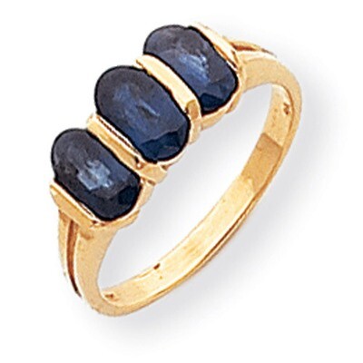 3-stone 6x4 Oval Gemstone Ring Mounting 14k Gold Polished Y2034, MPN: Y2034,