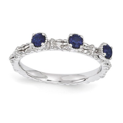 Sapphire Three Stone Ring - Sterling Silver QSK1596, MPN: QSK1596, 886774213866